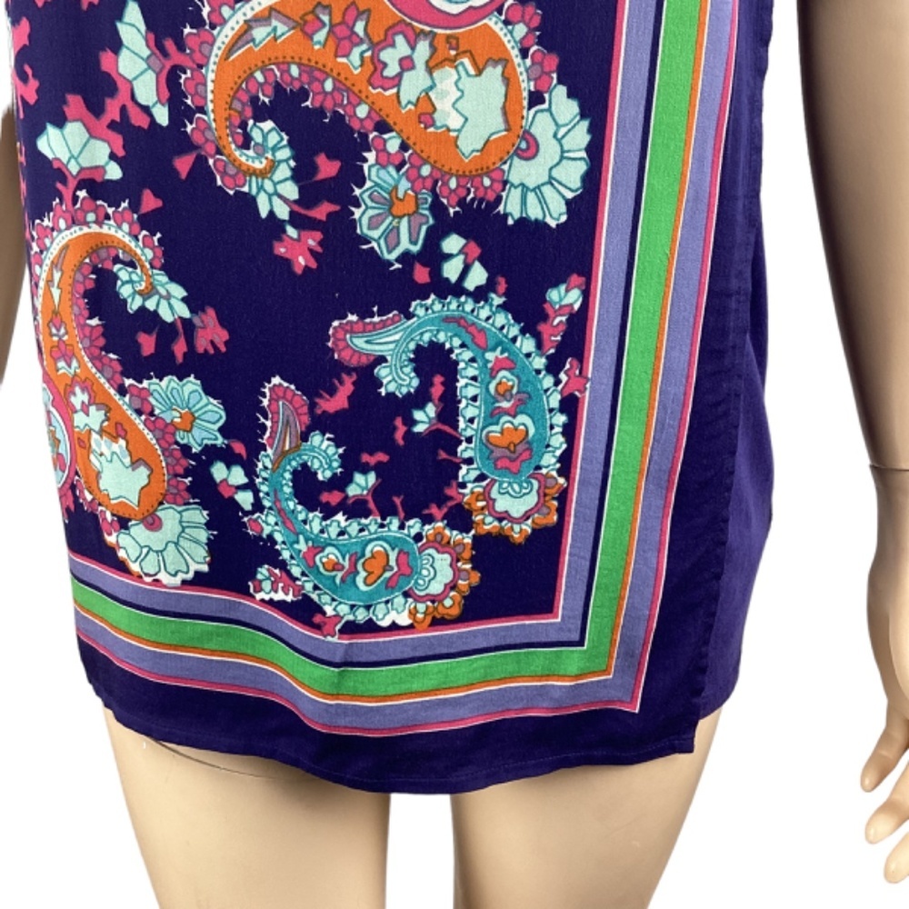 Maeve Anthropologie Maddie Printed Top Size Small Paisley Print Stretch Blouse - Picture 8 of 11